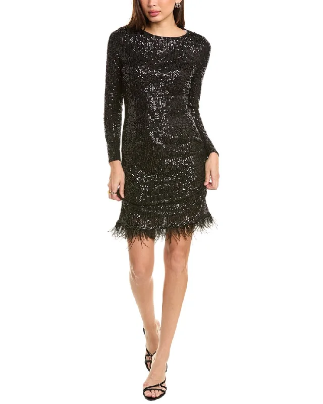 Tiered mini dresses for bohemian style-Nanette Nanette Lepore Sequin Blouson Mini Dress