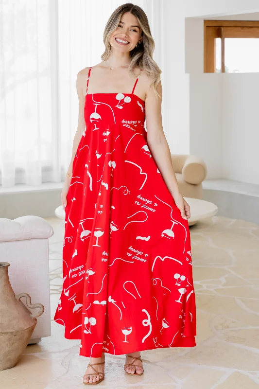 sleeveless cotton maxi dress-Portafino Maxi Dress Sweet Cherry Print