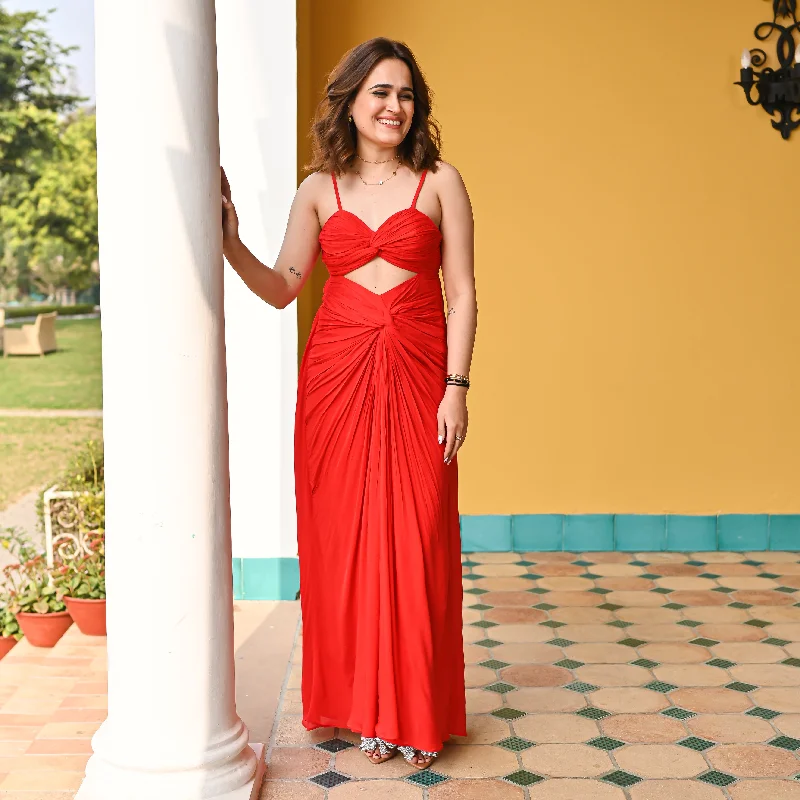 summer maxi dress-Te Amo Red Long Dress