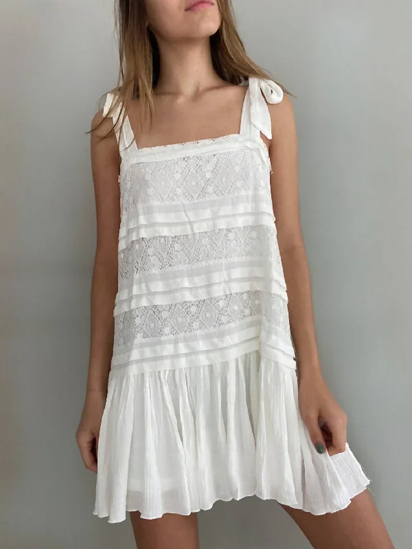 Handmade crochet mini dresses for uniqueness-Self Tie Mini Dress In White