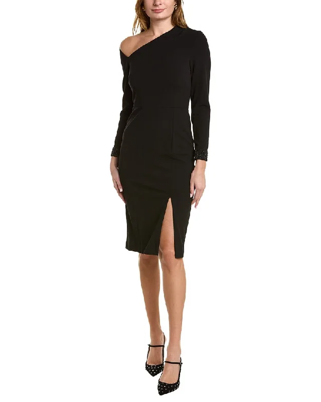 cocktail dress with high slit-Aidan Mattox Asymmetrical Cocktail Dress