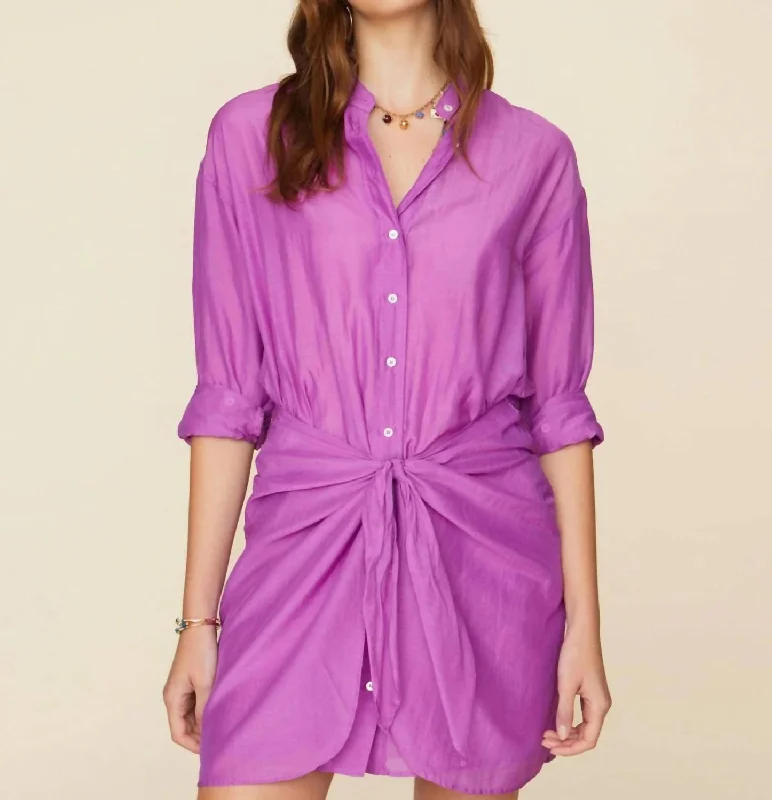 Mini dresses with side slit for movement-Arly Mini Dress In Purple Sapphire