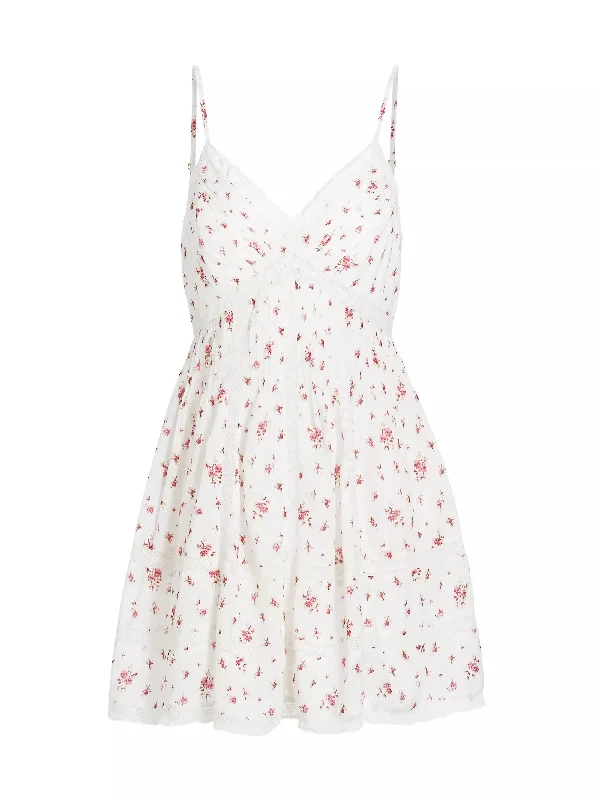 Embroidered mini dresses for festive occasions-Loveshackfancy Women's Docila White Floral Mini Dress