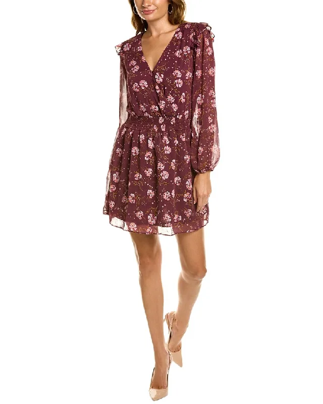 Layered mini dresses with cardigan sets-Socialite Puff Sleeve Surplice Mini Dress