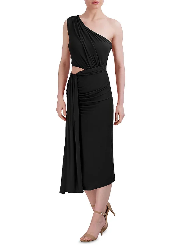 cocktail dress with trumpet hem-Womens Ruched Long Cocktail And Party Dress