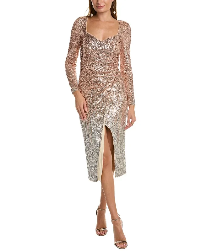 draped cocktail dress-Badgley Mischka Ombre Sequin Cocktail Dress