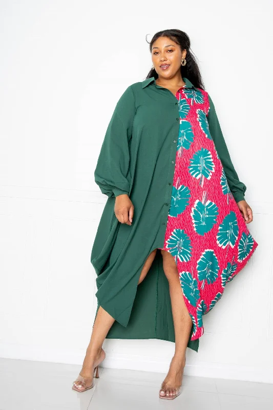 wrap maxi dress-Print Drapy Shirt Maxi Dress