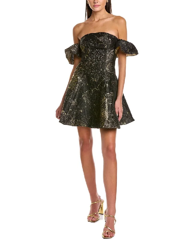 cocktail dress with mesh overlay-Black by Bariano Hawke Cocktail Dress