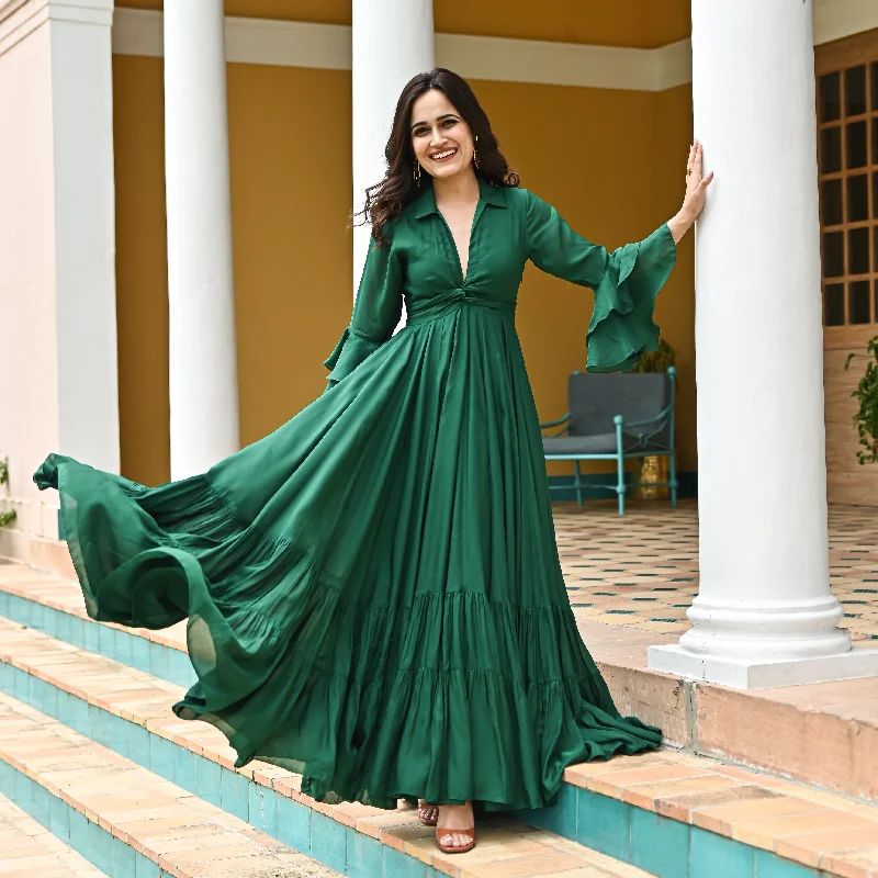 boho maxi dress-Evergreen Long Dress