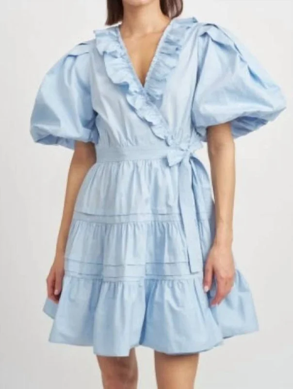 Where to buy sustainable mini dresses online-Lorena Mini Dress In Sky Blue