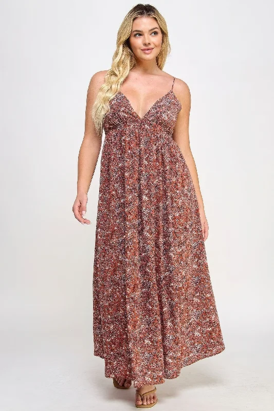 casual printed maxi dress-Floral Maxi Dress With Tie Back