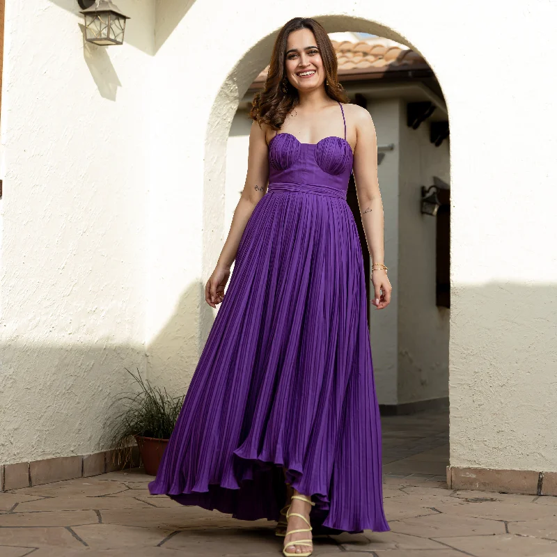 strapless maxi dress-Tyrian Purple Long Dress