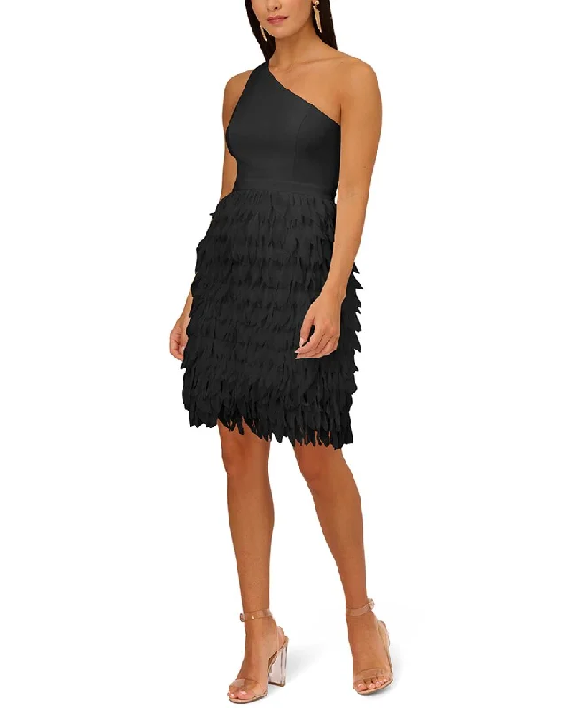 cocktail dress with tulle-Aidan Mattox Chiffon Feather Cocktail Dress