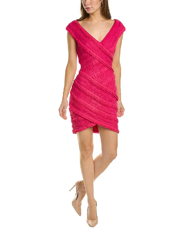 Backless mini dresses with tie details-SHO by Tadashi Shoji Jacquard Mesh Mini Dress