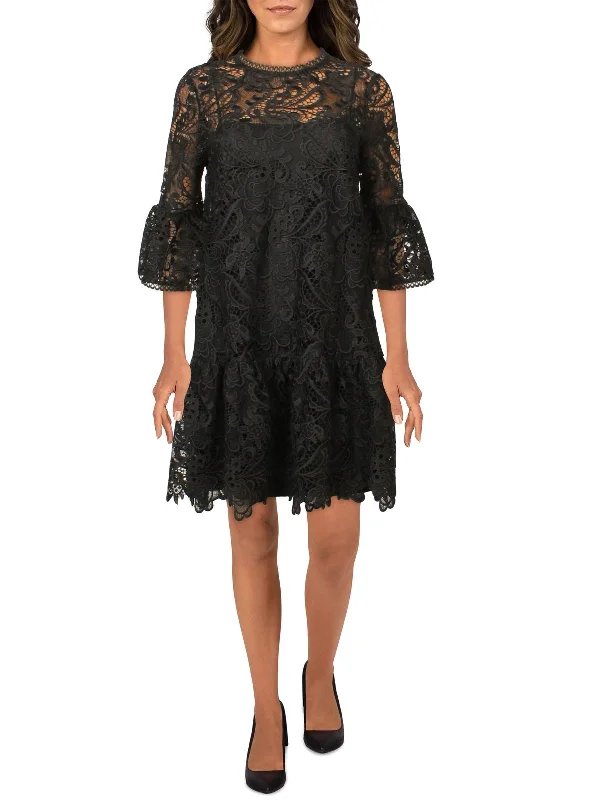 boat neck cocktail dress-Womens Floral Lace Cocktail and Party Dress