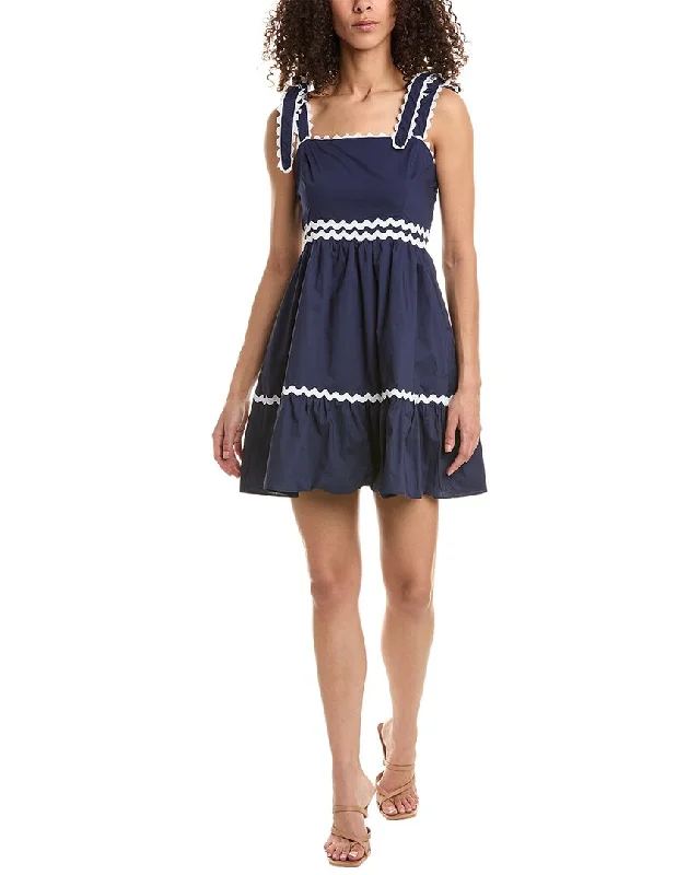 Beach vacation mini dresses with pockets-Stellah Ricrac Trim Strap Mini Dress