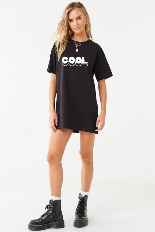 Punk-inspired mini dresses with studded accents-Oversized Printed T-shirt Mini Dress