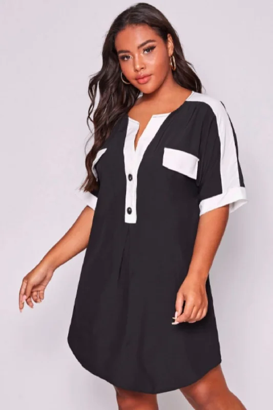 Asymmetric hem mini dresses for edgy vibes-Color Black Curved Hem Mini Dress