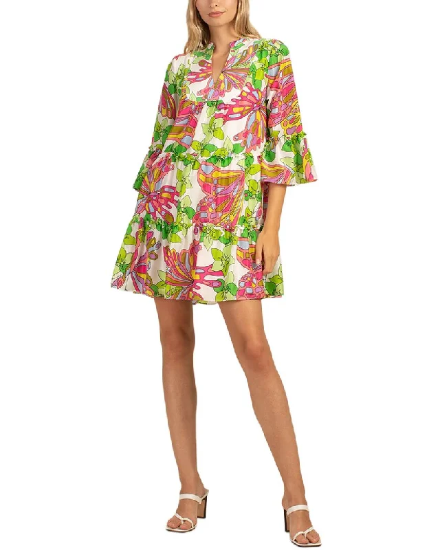 Convertible mini dresses with detachable sleeves-Trina Turk Movie Colony 2 Silk Mini Dress