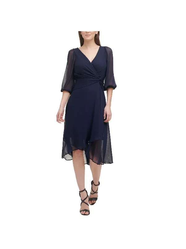 sheath cocktail dress-Womens Chiffon Hi-Low Cocktail and Party Dress