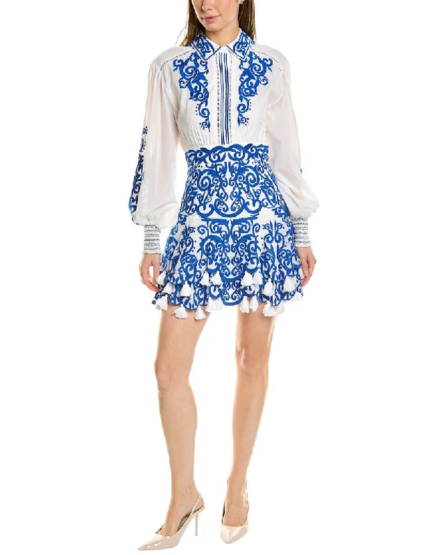 Bodycon mini dresses with mesh panels-alice + olivia Loryn Embroidered Mini Dress