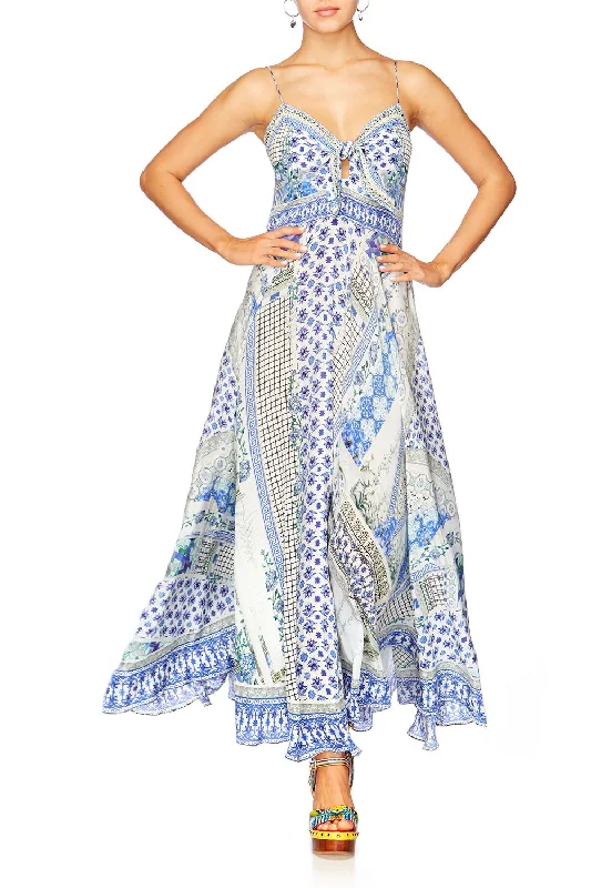 paisley print maxi dress-LONG DRESS WITH TIE FRONT SALVADOR SUMMER