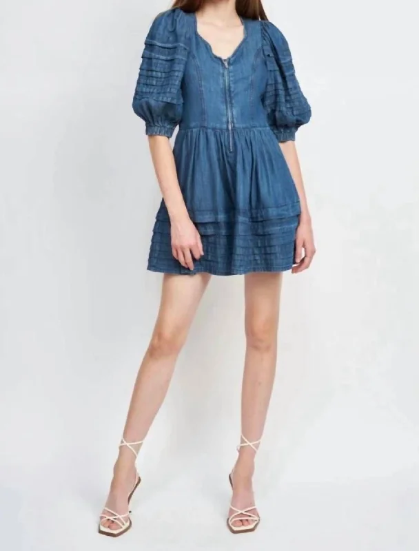 Layered mini dresses with cardigan sets-Sere Mini Dress In Denim