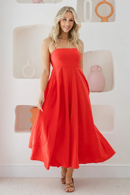 summer floral maxi dress-Xanthe Maxi Dress Red Hot