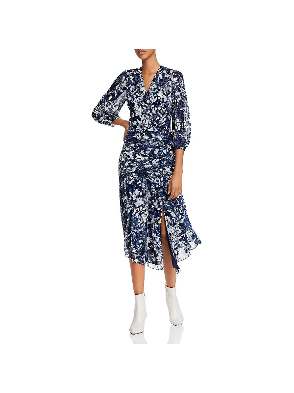 white cocktail dress-Sonoma Womens Floral Print Slit Cocktail Dress