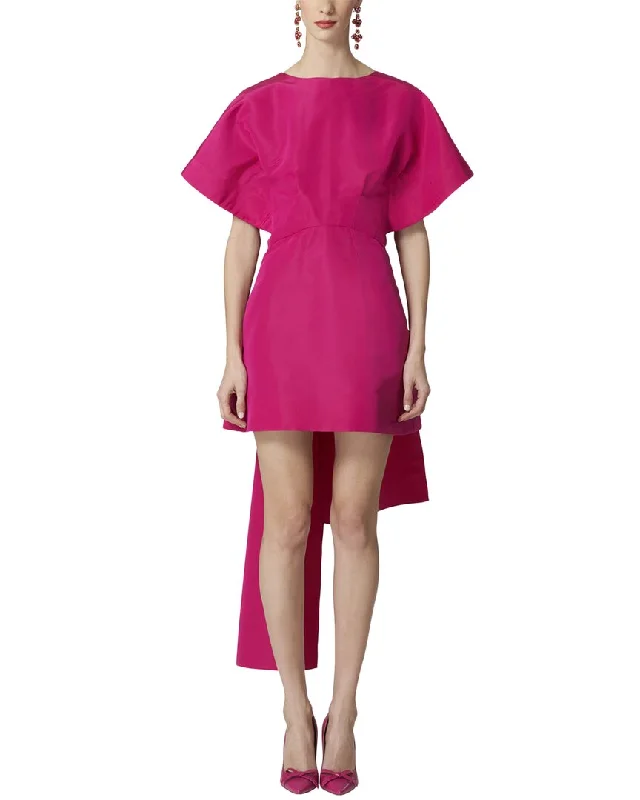 Petite mini dresses for short frames-Carolina Herrera Wide Structured Silk A-Line Mini Dress