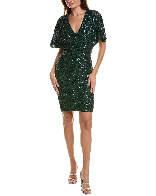 Mini dresses that flatter broad shoulders-Taylor Sequin Mesh Embellished Mini Dress