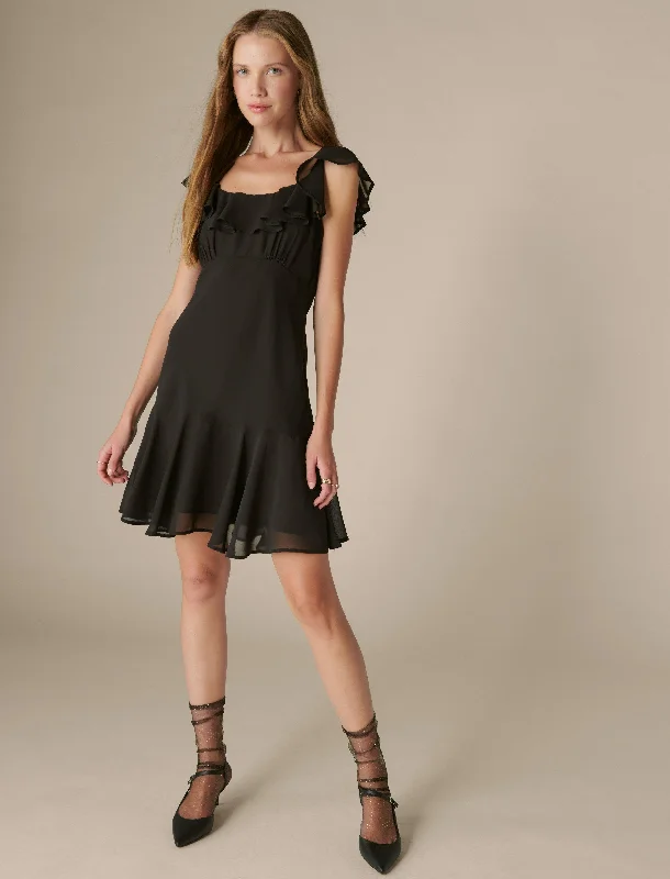 Lace trim mini dresses for romantic looks-Lucky Brand Women's Ruffle Mini Dress