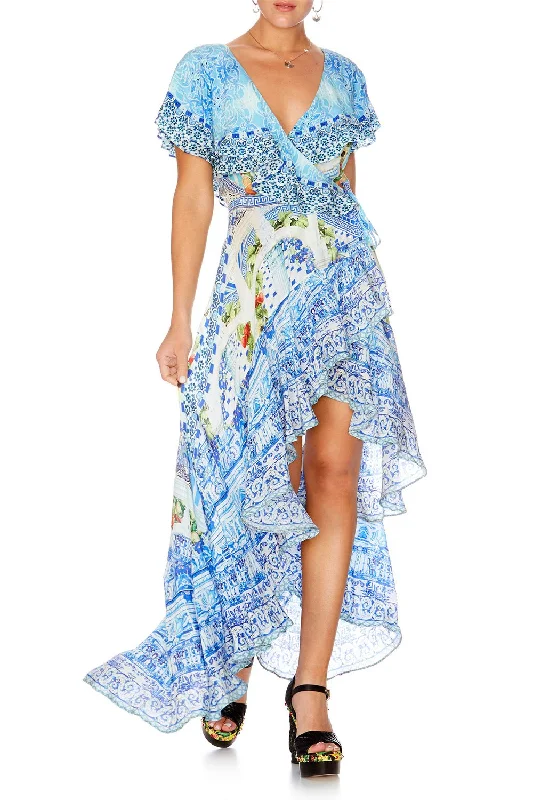 beach maxi dress-FRILL SLEEVE LONG DRESS A NIGHT TO REMEMBER