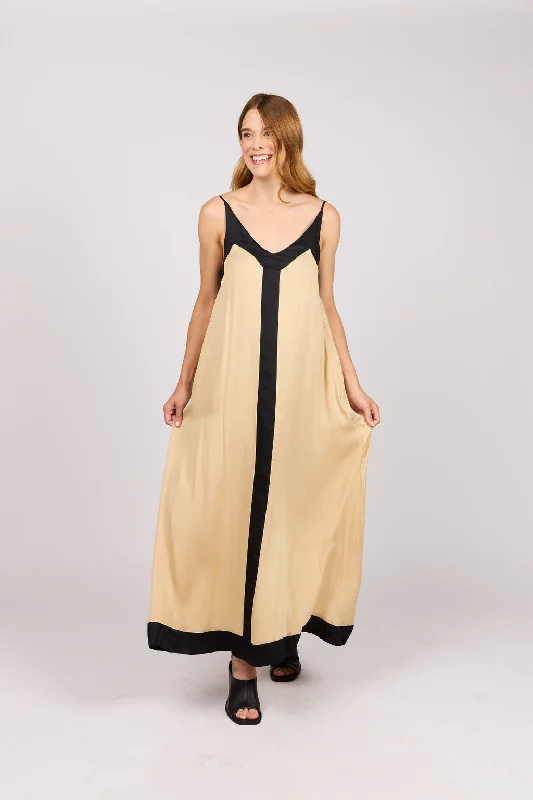 sleeveless midi dress-Antigua Two Toned Midi Dress