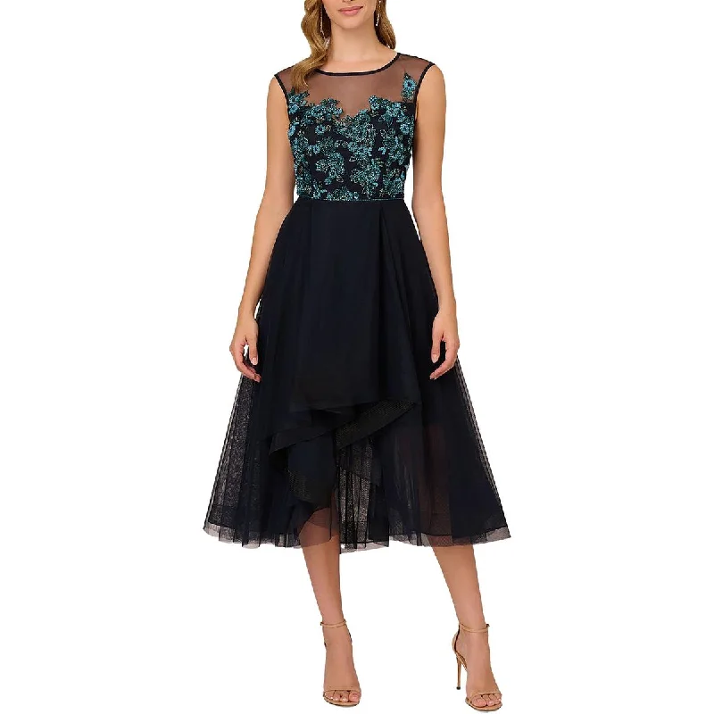 cocktail dress with lace appliqué-Womens Beaded H-Low Cocktail And Party Dress