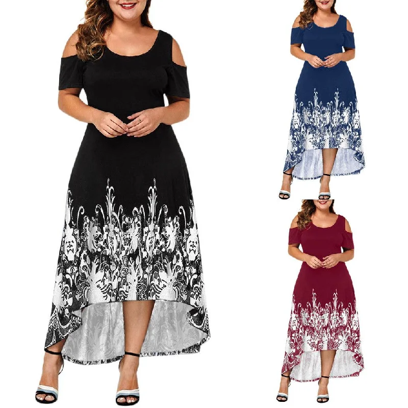 floral bardot maxi dress-Evening Party Summer Plus Size Maxi Dress