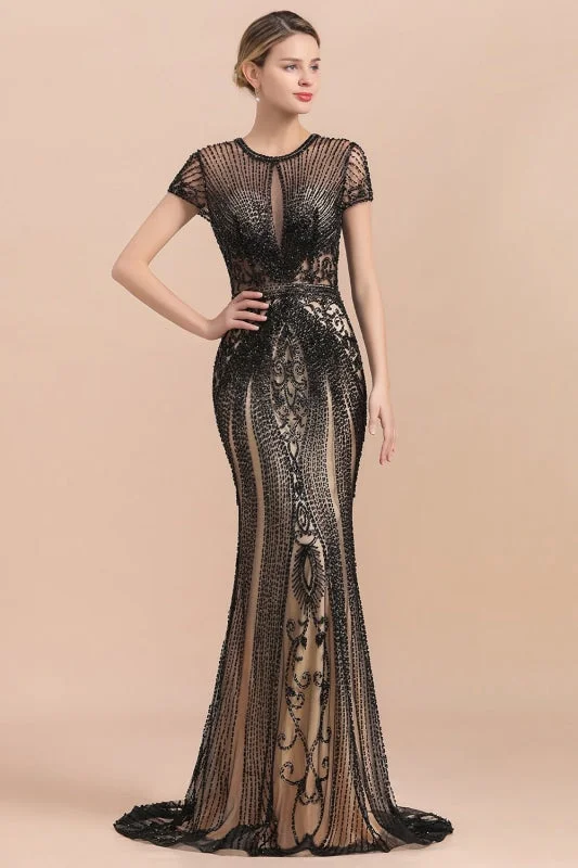 sleeveless evening dress-A| Bridelily Jewel Floor-Length Mermaid Prom Dresses