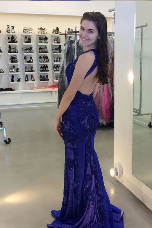 evening dress for bridesmaids-Amazing Chic Chic Gorgeous Jewel Beading Mermaid Prom Trumpet Sleeveless Sweep Train Evening Dress