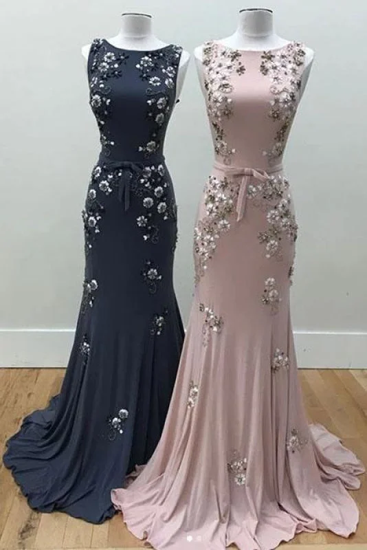 evening dress with back detail-Amazing Elegant Wonderful Mermaid Long Evening Beads Gorgeous Prom Dress with Beading