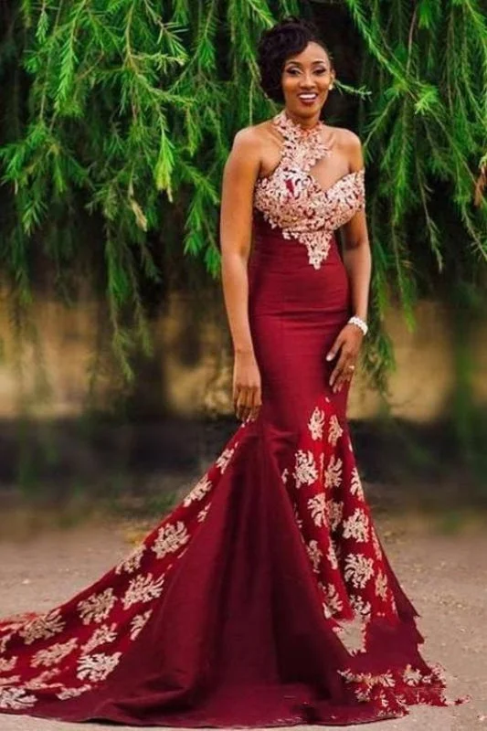 navy blue evening dress-Awesome Precious Excellent Gorgeous Burgundy Mermaid Prom Dress Long Appliqued Sleeveless Evening Dresses