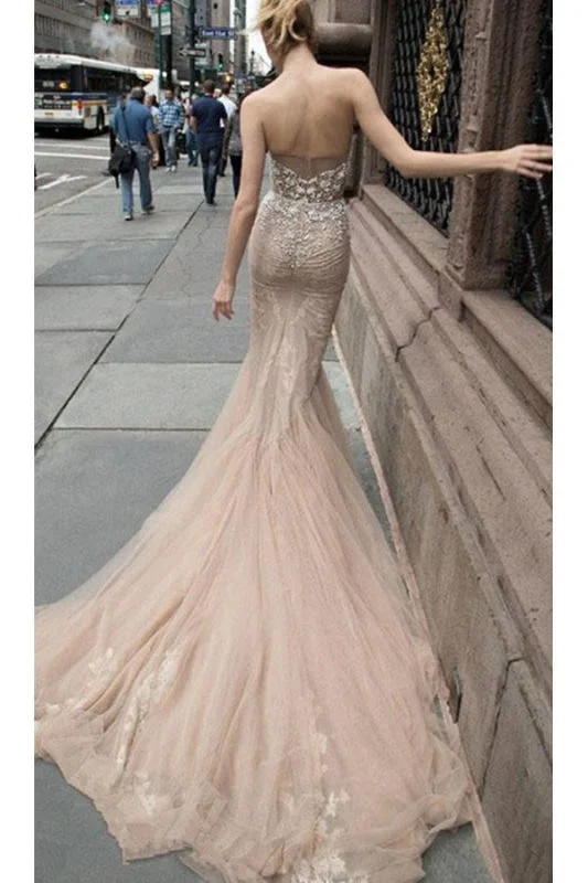 evening dress with keyhole back-Beaded Illusion Strapless Sweetheart Sexy Party Prom/Evening Dresses