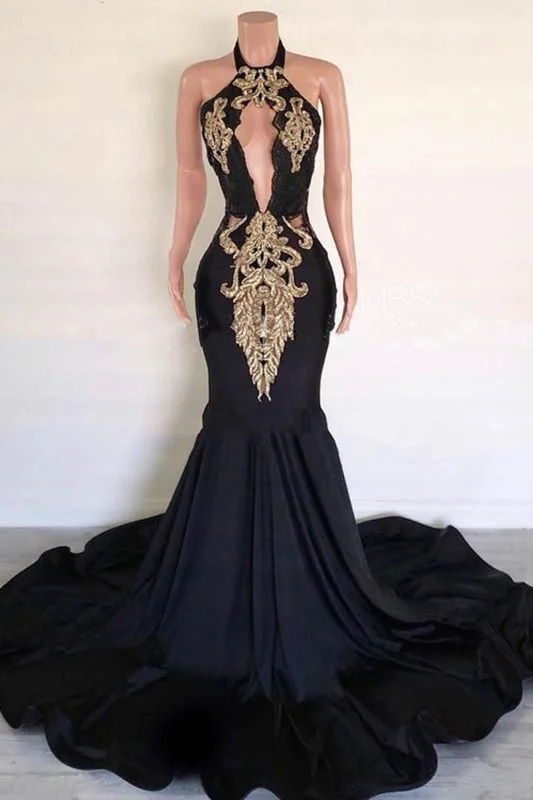 velvet evening gown-Black Satin Long Mermaid Dress Customize Long Prom Dress