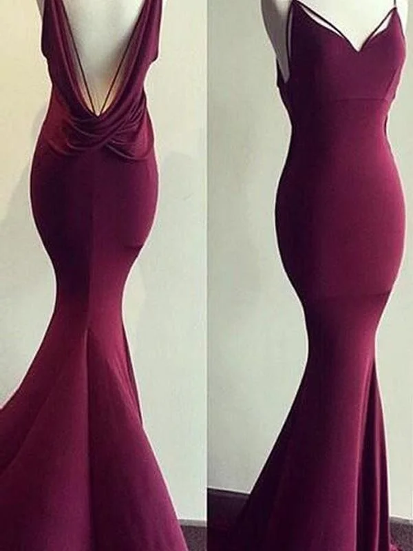 velvet evening gown-Spaghetti Straps Sleeveless Sweep/Brush Train With Ruched Dresses