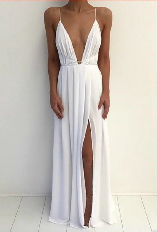 off shoulder evening dress-White Split Prom Dresses under 100 GH8