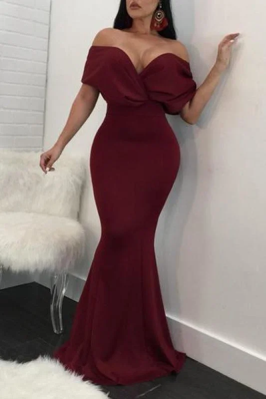 ruched evening dress-A| Bridelily Chic Sweetheart Long Formal Dress | 2020 Mermaid Prom Dress