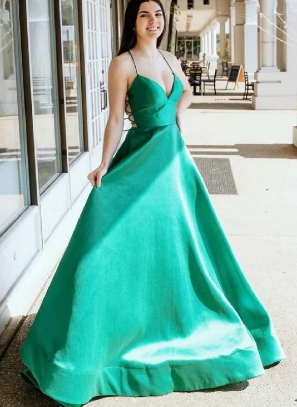 evening dress for bridesmaids-Green Green Prom Dresses Criss Cross