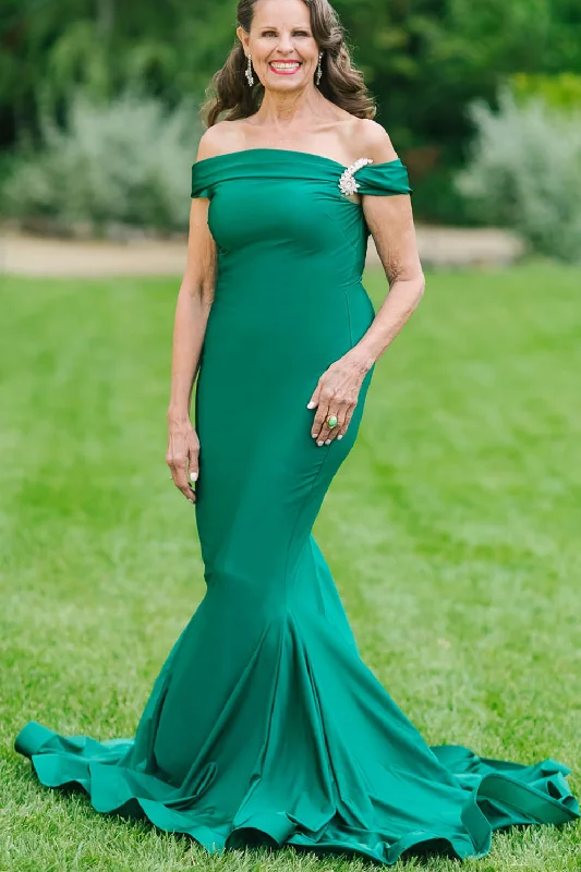 formal black evening dress-Green Mermaid Mother of the Bride Dresses