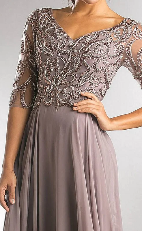 high neck evening dress-Grey Mother of the Bride Dresses with Beaded