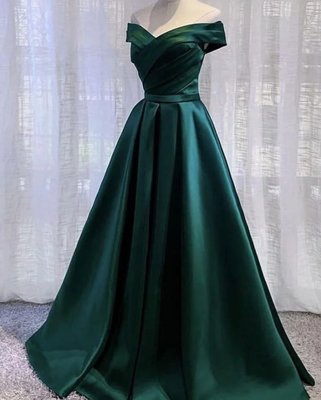 vintage evening dress-Off V Neck Prom Dresses Floor Length Evening Gown