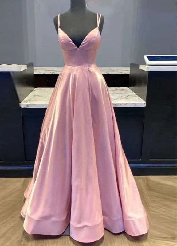 black evening dress-Pink Prom Dresses Spaghetti Straps Under 100